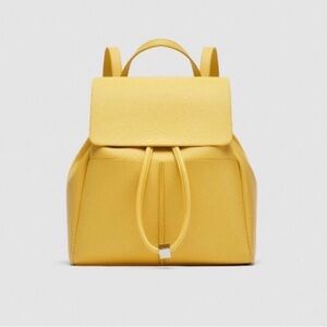 Zara Yellow Drawstring Backpack with Magnet Clutch